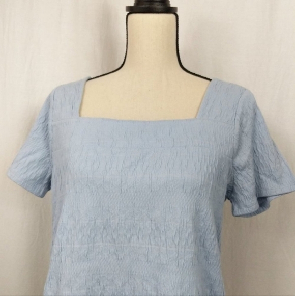 Lucky Brand Light Blue Short Sleeve Square Neck Top Women's Small S Casual EUC - Picture 4 of 7